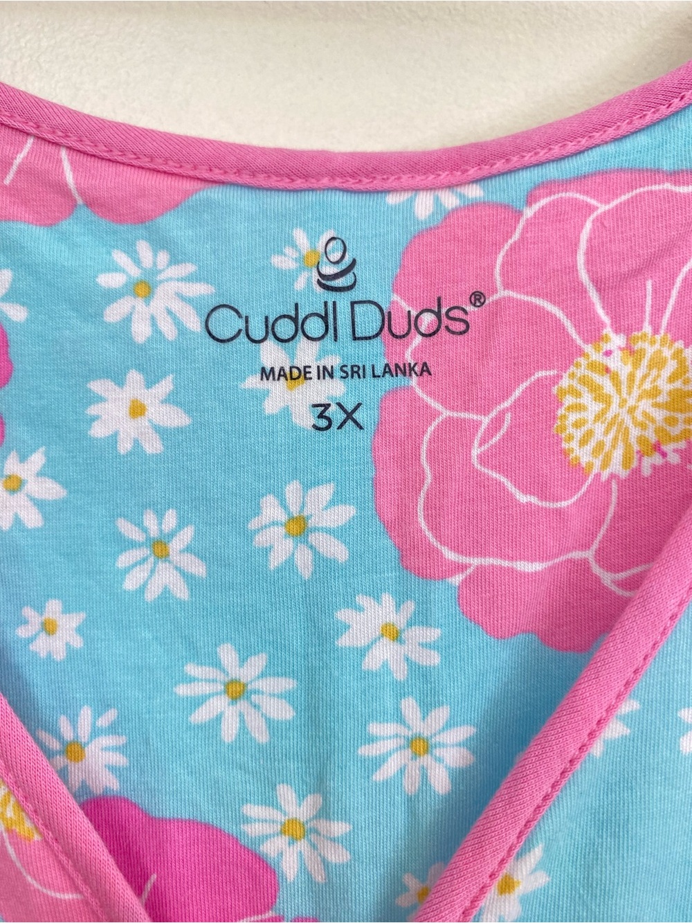 Cuddl Duds Nightgown 3X Plus Blue Pink Floral Ruffle Hem Sleeveless Sleep Dress - Picture 3 of 8